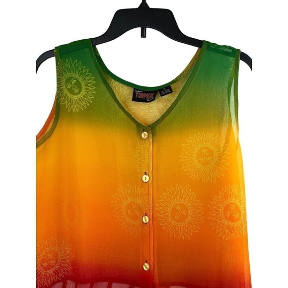 Indian tropical Fashion 2 Piece Swimsuit Coverup Top Pant Size Medium *FLAW* - Picture 3 of 16